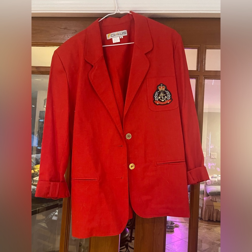 Chaus Red blazer with nautical crest